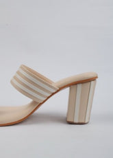 Snow Ball - Cream and White Block Heel